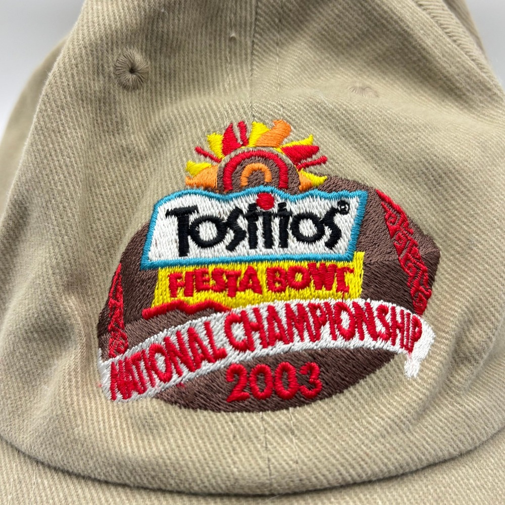 Vintage Hat 2003‎ Tostitos Fiesta Bowl Football Tan 100% Cotton Cap Embroidered